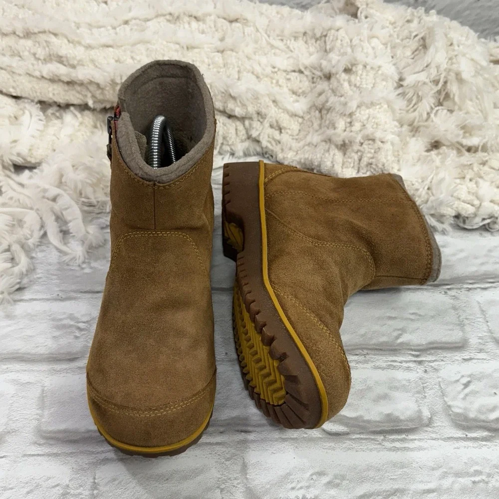 Sorel Suede Leather Boots Wool Lined Waterproof Lug Sole Ankle‎ Work Boots Sz 9
